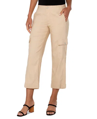 Liverpool Los Angeles Crop Straight Leg Linen Blend Utility Pants