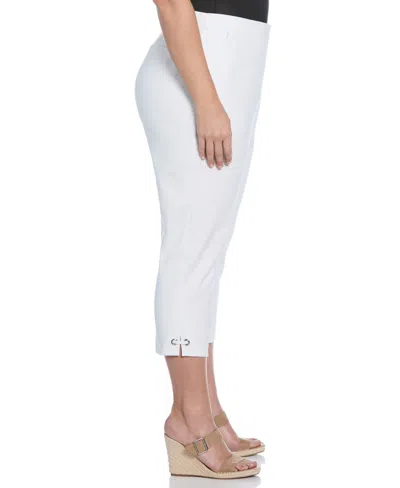 Rafaella Plus Size Satin Mid Rise Twill Capri Pants With Slant Pocket