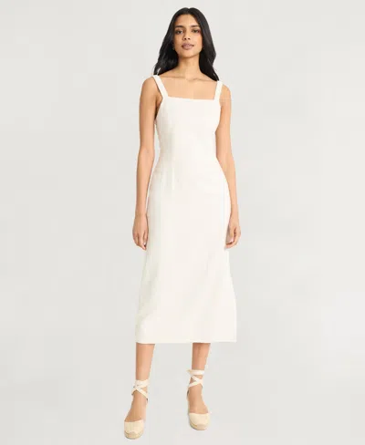 The Good Journey Linen Blend Midi Dress In White