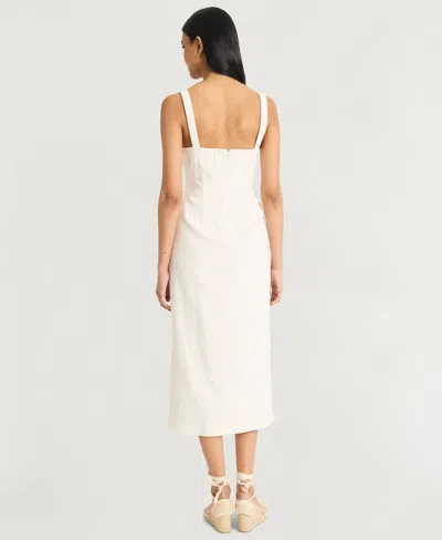 The Good Journey Linen Blend Midi Dress In White