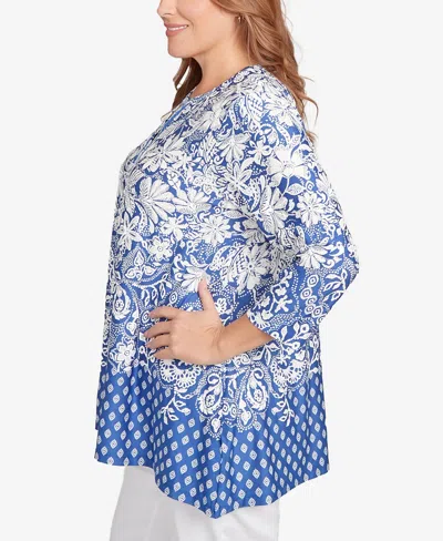 Ruby Rd. Plus Size Ibiza Ombre Floral Puff Print Top