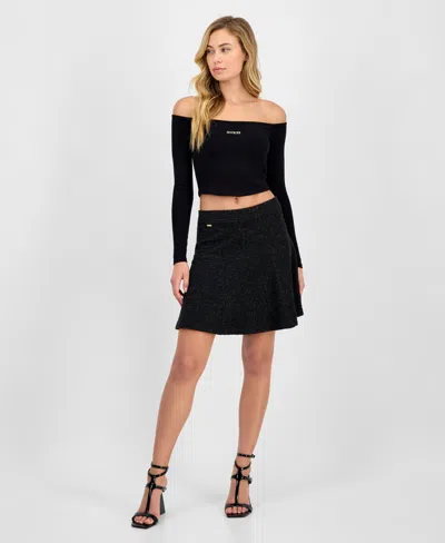 Guess Women's Tamara Flared Tweed Skirt In Black