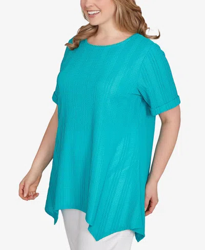 Ruby Rd. Plus Size Solid Crinkle Knit Top