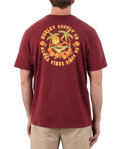 Hurley Men's Hawaiian Island Short Sleeve T-shirt In Red