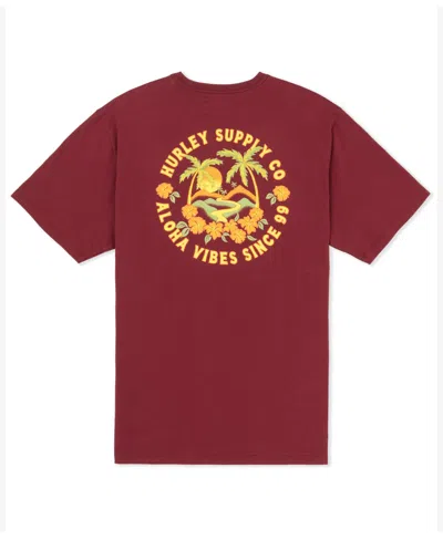 Hurley Men's Hawaiian Island Short Sleeve T-shirt In Red