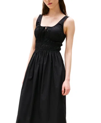 Tommy Jeans Women's Cotton Smocked-waist Midi Dress In Black