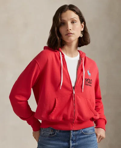 Polo Ralph Lauren Women's Big Pony Lightweight Fleece Zip Hoodie Sweatshirt