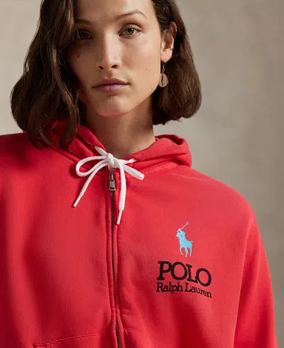Polo Ralph Lauren Women's Big Pony Lightweight Fleece Zip Hoodie Sweatshirt