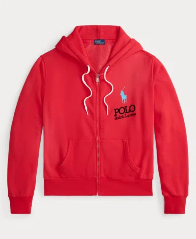 Polo Ralph Lauren Women's Big Pony Lightweight Fleece Zip Hoodie Sweatshirt