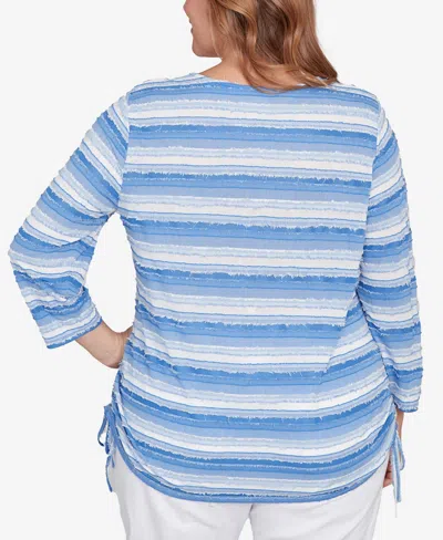 Ruby Rd. Plus Size Textured Stripe Drawstring Top