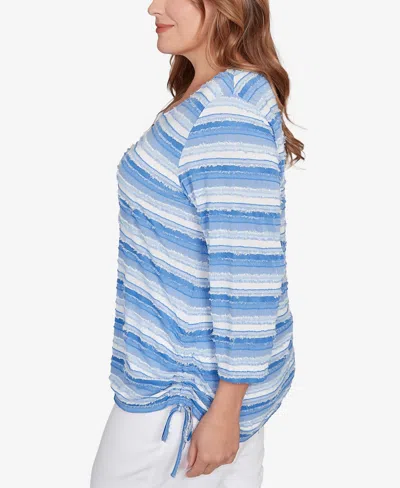 Ruby Rd. Plus Size Textured Stripe Drawstring Top
