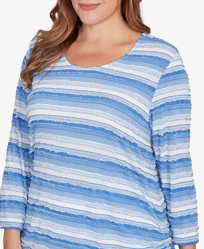 Ruby Rd. Plus Size Textured Stripe Drawstring Top