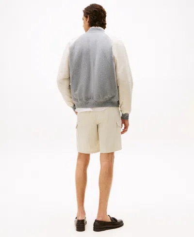 Tommy Hilfiger Mixed Media Varsity Sweatshirt Bomber In Gray