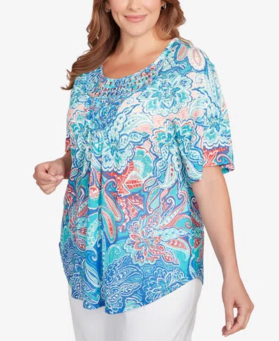 Ruby Rd. Plus Size Embellished Layered Paisley Top