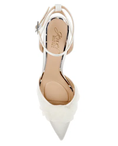 Jewel Badgley Mischka Federica Ankle Strap Pointed Toe Pump In White