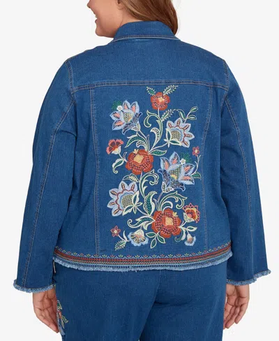Alfred Dunner Plus Size Embroidered Denim Jacket