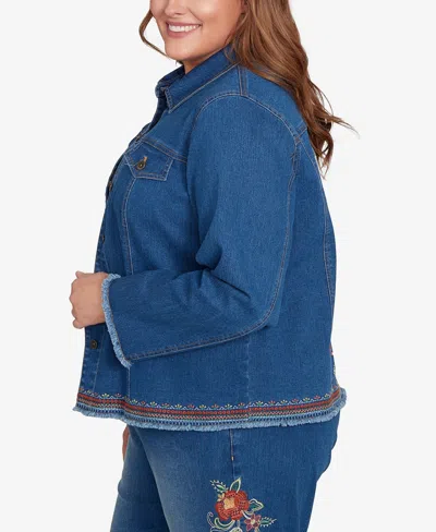 Alfred Dunner Plus Size Embroidered Denim Jacket