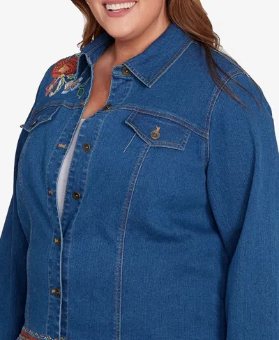 Alfred Dunner Plus Size Embroidered Denim Jacket