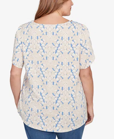 Ruby Rd. Plus Size Embellished Scallop Printed Top