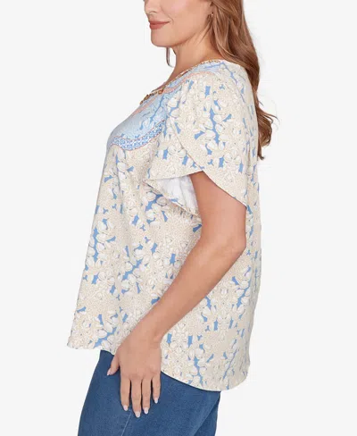 Ruby Rd. Plus Size Embellished Scallop Printed Top