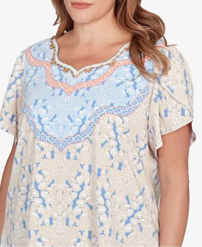 Ruby Rd. Plus Size Embellished Scallop Printed Top