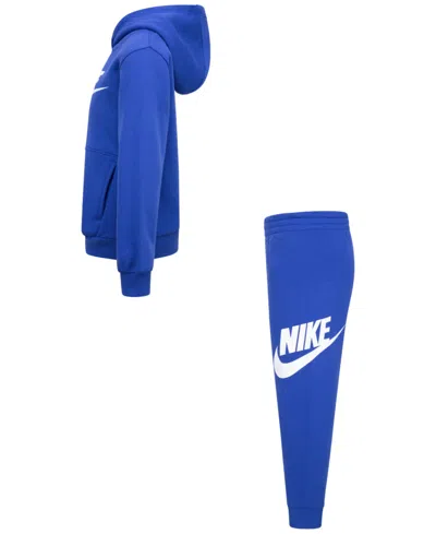 Nike Little Boys Club Fleece 2-pc. Logo Hoodie & Sweatpants Set In Blue