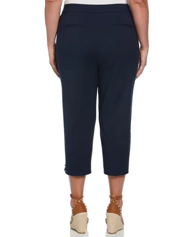Rafaella Plus Size Satin Mid Rise Twill Capri Pants With Slant Pocket