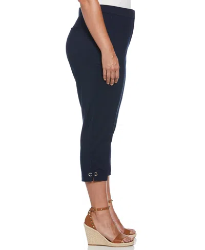 Rafaella Plus Size Satin Mid Rise Twill Capri Pants With Slant Pocket