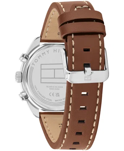 Tommy Hilfiger Men's Chronograph Brown Leather Strap Watch, 40mm
