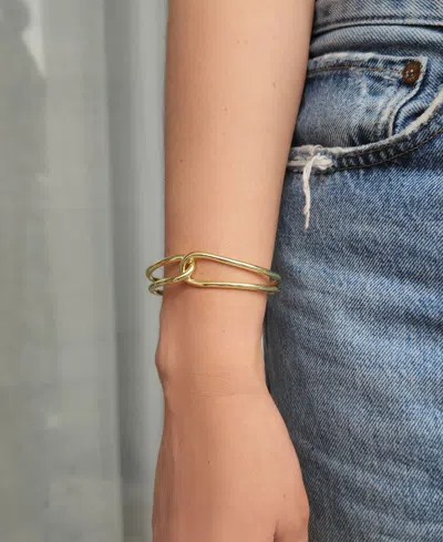 Adornia 14k Gold Plated Overlapping Cuff Bracelet In Gold