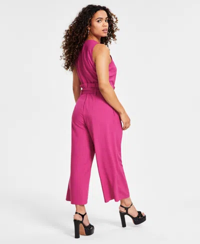 Bar Iii Petite Women's Sleeveless Crewneck Tie-waist Jumpsuit, Created For Macy's