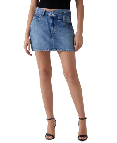 Guess Women's Gaia Crossover-waist Denim Mini Skirt