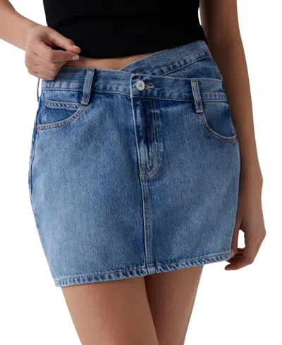 Guess Women's Gaia Crossover-waist Denim Mini Skirt