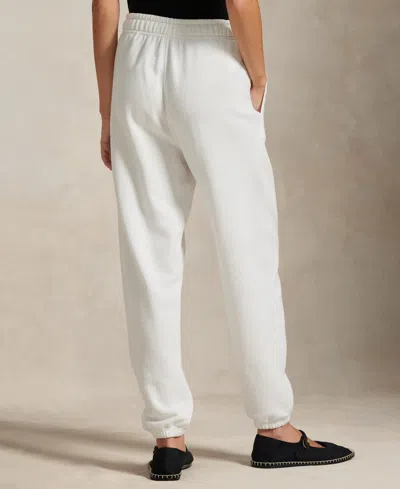 Polo Ralph Lauren Womens Big Pony Lightweight Fleece Zip Hoodie Sweatshirt Sweatpants In White