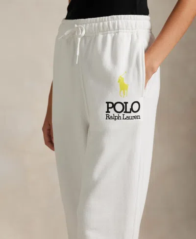 Polo Ralph Lauren Womens Big Pony Lightweight Fleece Zip Hoodie Sweatshirt Sweatpants In White