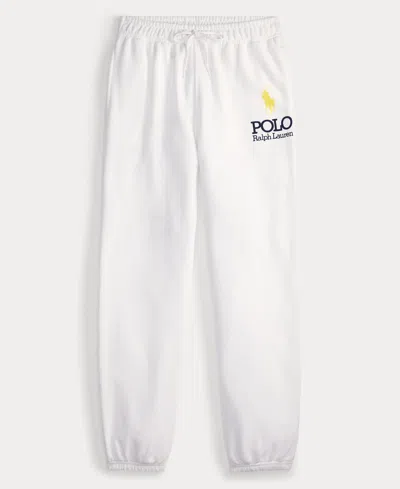 Polo Ralph Lauren Womens Big Pony Lightweight Fleece Zip Hoodie Sweatshirt Sweatpants In White