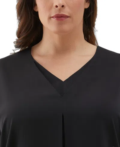Ella Rafaella Plus Size Layered Dolman Short Sleeve Top In Black