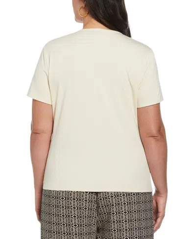 Ella Rafaella Plus Size Asymmetrical Wrap Short Sleeve Top In White