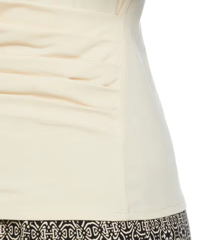 Ella Rafaella Plus Size Asymmetrical Wrap Short Sleeve Top In White