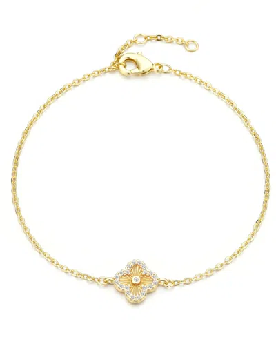 Adornia Gold Cubic Zirconia Button Clover Halo Bracelet In Gold