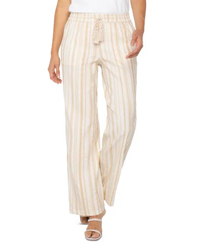 Liverpool Los Angeles Stripe Pull-on Wide Leg Linen Blend Pants