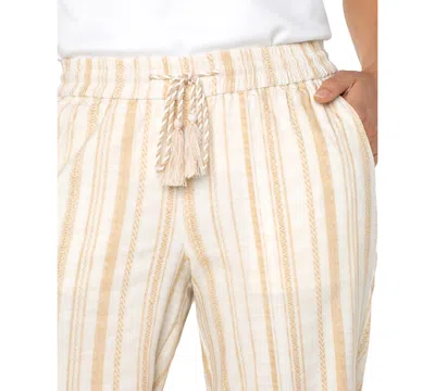 Liverpool Los Angeles Stripe Pull-on Wide Leg Linen Blend Pants