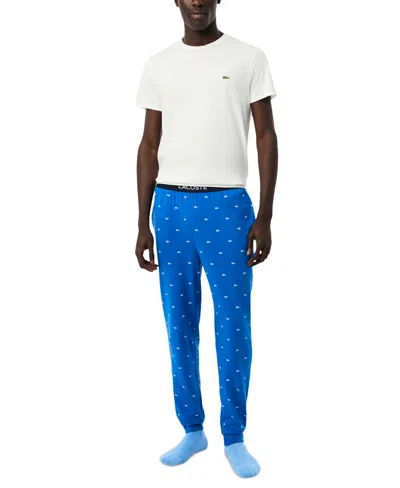 Lacoste Men's Loungewear Crocodile Pajama Pants In White