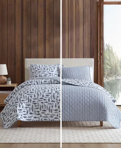 Eddie Bauer Wes Fish Cotton Reversible 3-pc. Quilt Set, Full/queen