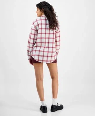 Just Polly Juniors Girlfriend Frayed Hem Plaid Shirt Planet Heart Bodysuit Celebrity Pink Double Button Mini Sk