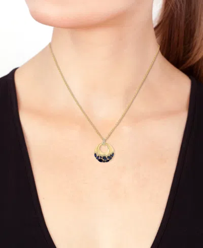 Effy Collection Effy Sapphire (2-1/3 Ct. T.w.) & Diamond (1/6 Ct. T.w.) 18" Pendant Necklace In 14k Yellow Gold