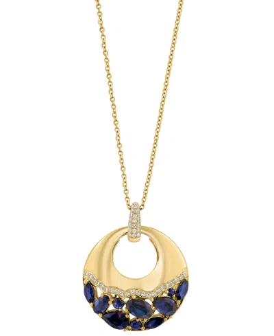 Effy Collection Effy Sapphire (2-1/3 Ct. T.w.) & Diamond (1/6 Ct. T.w.) 18" Pendant Necklace In 14k Yellow Gold