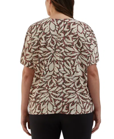 Ella Rafaella Plus Size Layered Dolman Short Sleeve Top In Brown