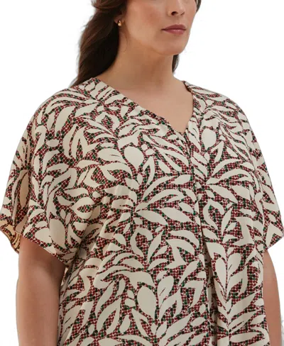 Ella Rafaella Plus Size Layered Dolman Short Sleeve Top In Brown