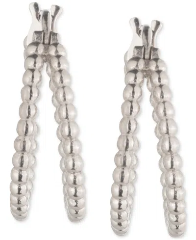 Ralph Lauren Sterling Silver Bead Split Hoop Earrings